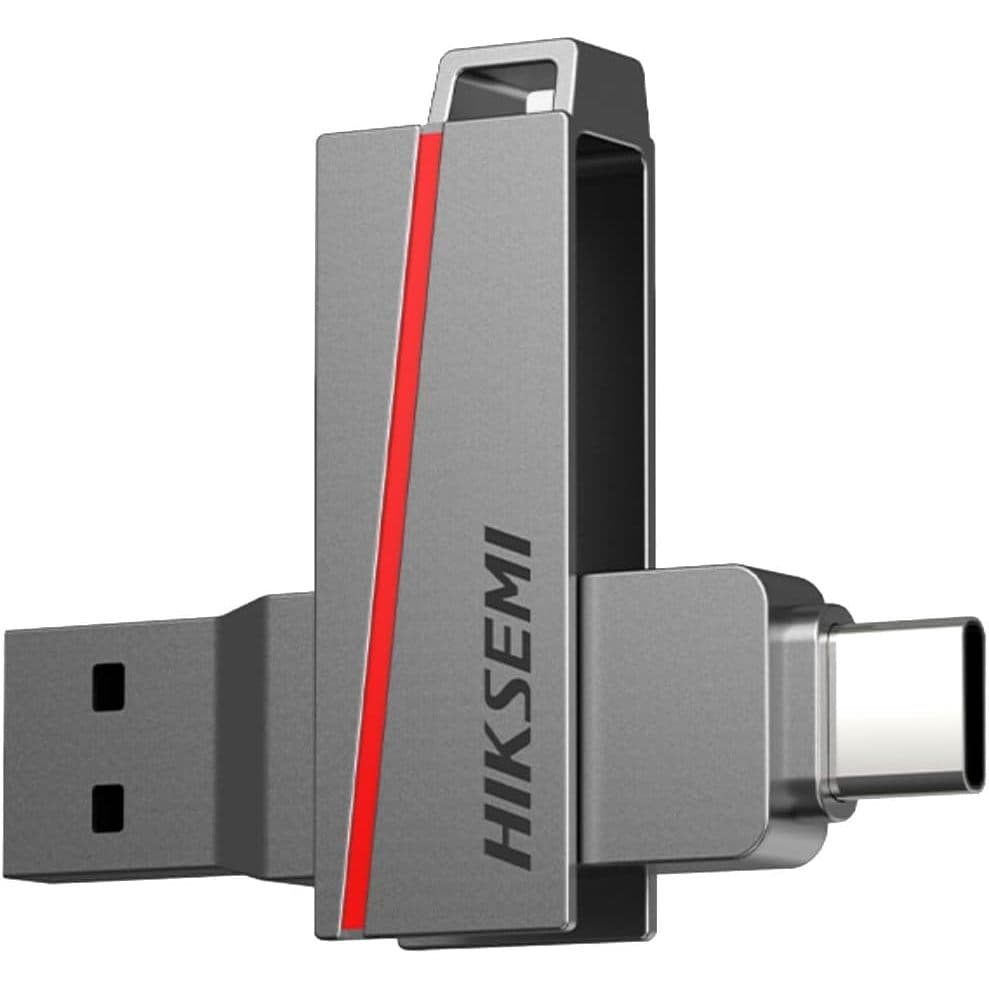 Pen Drive Hiksemi Dual Drive E307c 64gb Usb 3.2 Cinza-escuro Duplo Slim