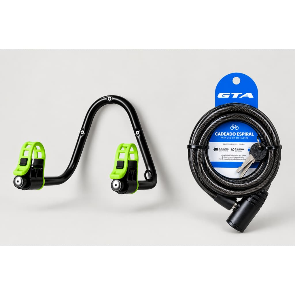 KIT Suporte de Parede Bike para 1 Bicicleta + Cadeado | Organizador de Bicicleta