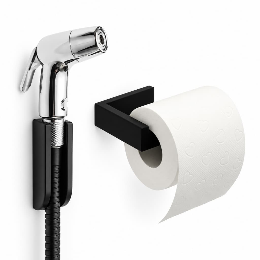 KIT PARA BANHEIRO - Suporte Auto Adesivo de Papel Higiênico + Suporte CLEANGRIP para Chuveirinho de Banheiro