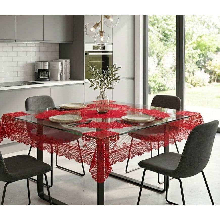 Toalha de Mesa de Renda Quadrada 1,50m x 1,50m, Para 04 lugares.