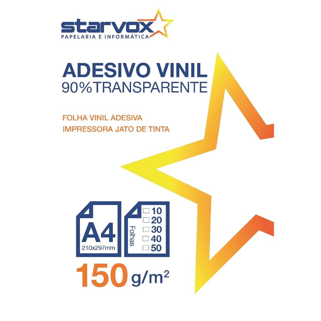 50 Folhas Adesivas Vinil Transparentes P/Jato De Tinta A4  ( 90% Transparente)