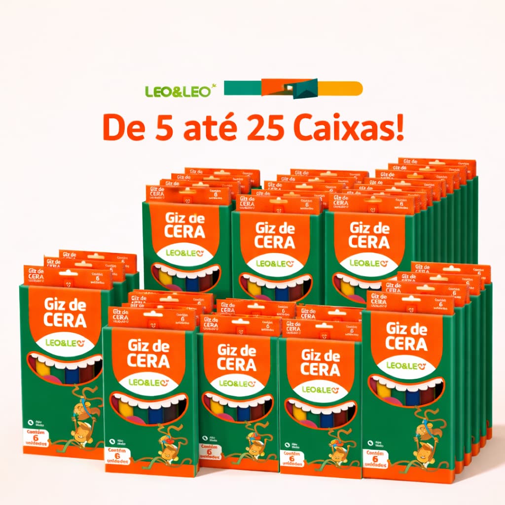 Kit Giz de Cera Leo e Leo 6 Unidades Caixa Fechada 5 a 25 Caixas Oferta Atacado