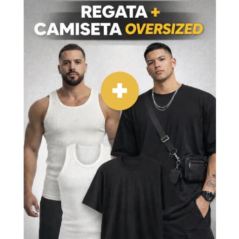 camiseta oversized streetwear gola alta kit com regata canelada melhor tecido do mercado