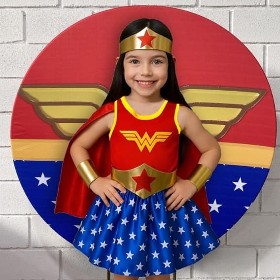 Roupa Infantil Fantasia Aniversário Mulher Maravilha Com Acesorios