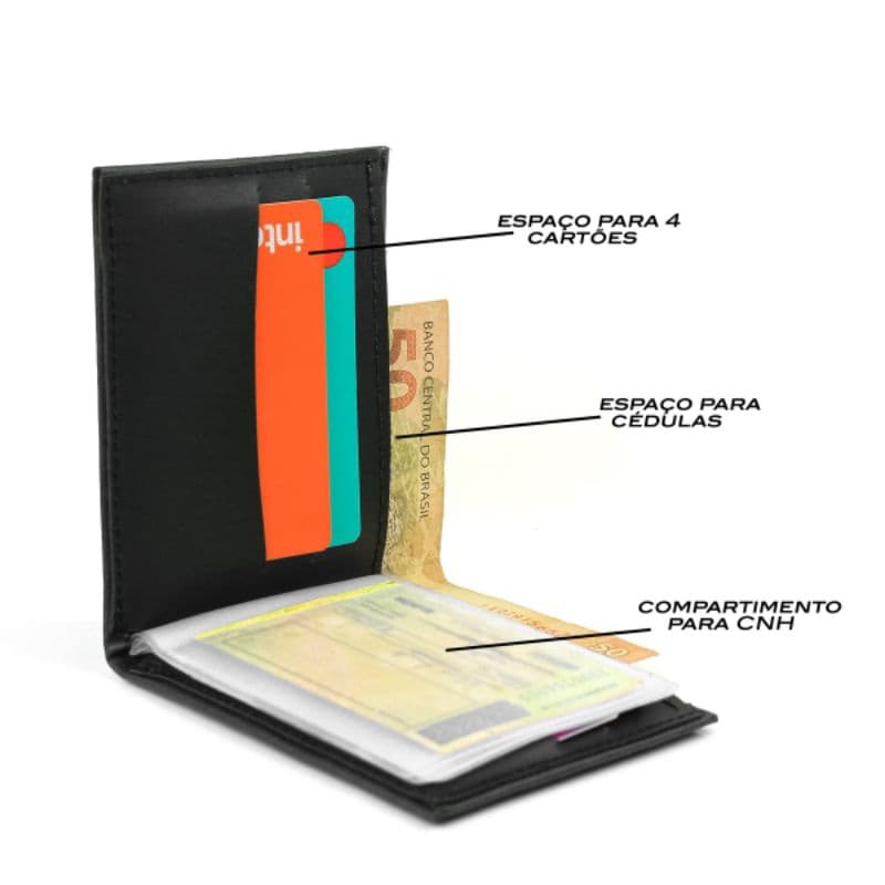 Carteira Masculina Básica e Versátil pequena porta cartão e documentos preço de atacado