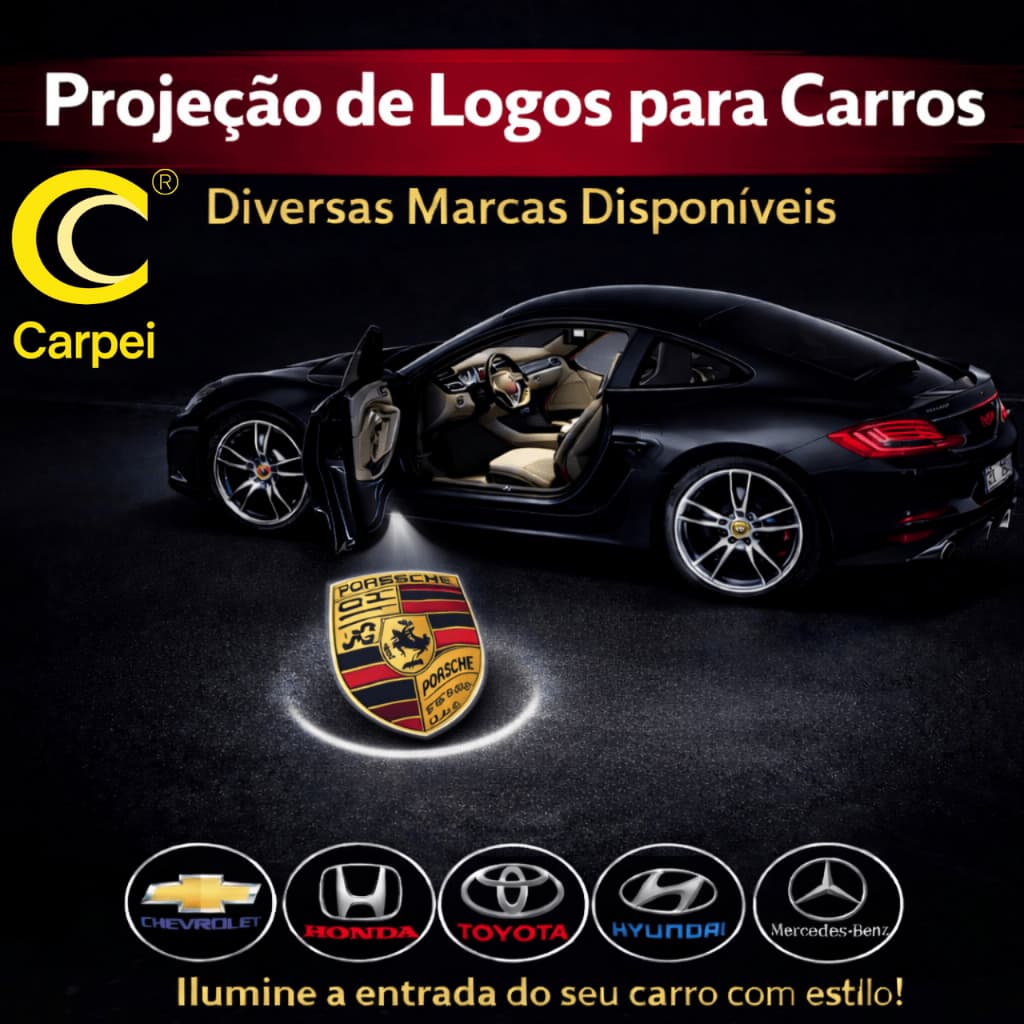 2 Pcs Lâmpada LED Sem Fio Para Carro/Projetor Luz com Marca de Carro Universal Decorativo Sensor Liga Desliga Carpei