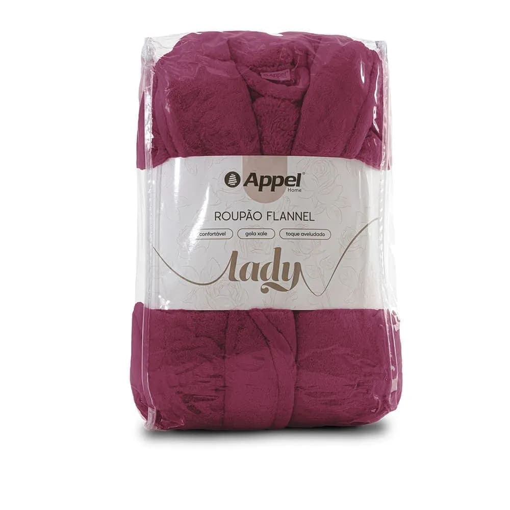 Roupão Feminino Flannel Appel Lady Gola Xale Microfibra Luxo