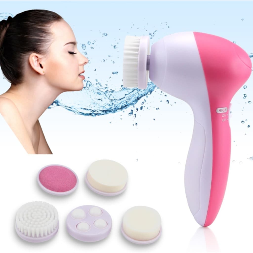 Escova de Limpeza Facial Elétrica 5 em 1 Esfoliante Massageadora Portátil