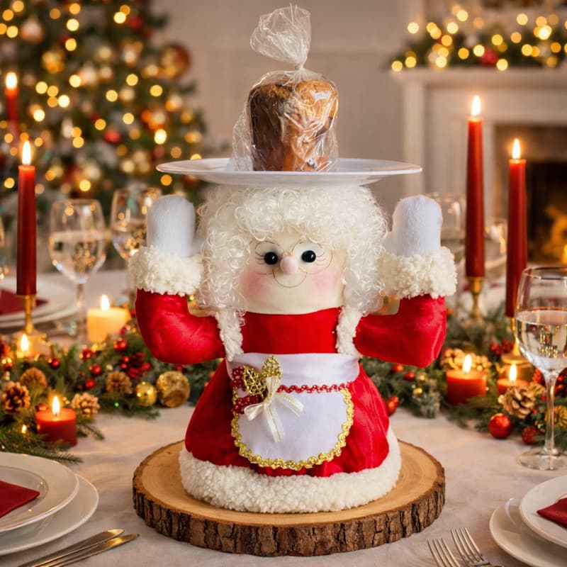 Porta panetone natal decoração natal suporte para panetone mamãe noel