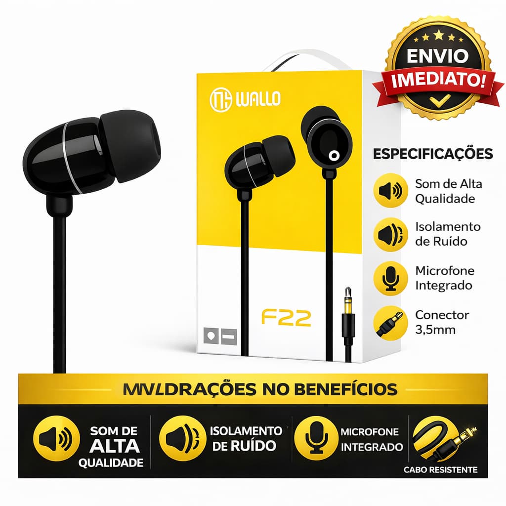 Fone de ouvido com fio, fone de ouvido da Wallo. fone com ati ruido