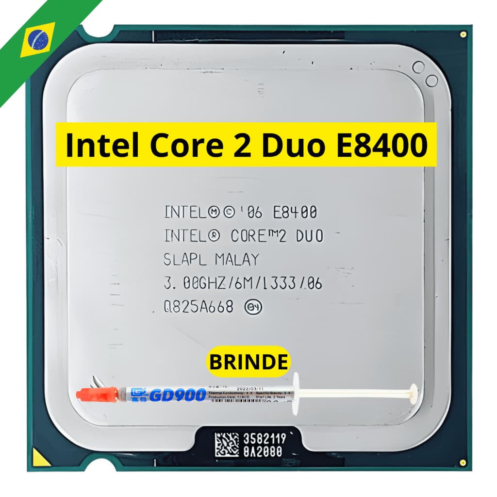 Processador Intel E8400 + Pasta Térmica 3.0 Ghz 6mb Socket Lga 775