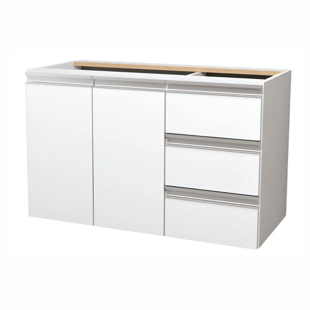 Gabinete 80cm Balcão Banheiro Parma Sem Tampo e Cuba - 100% MDF - Gavetas na Direita - MONTADO