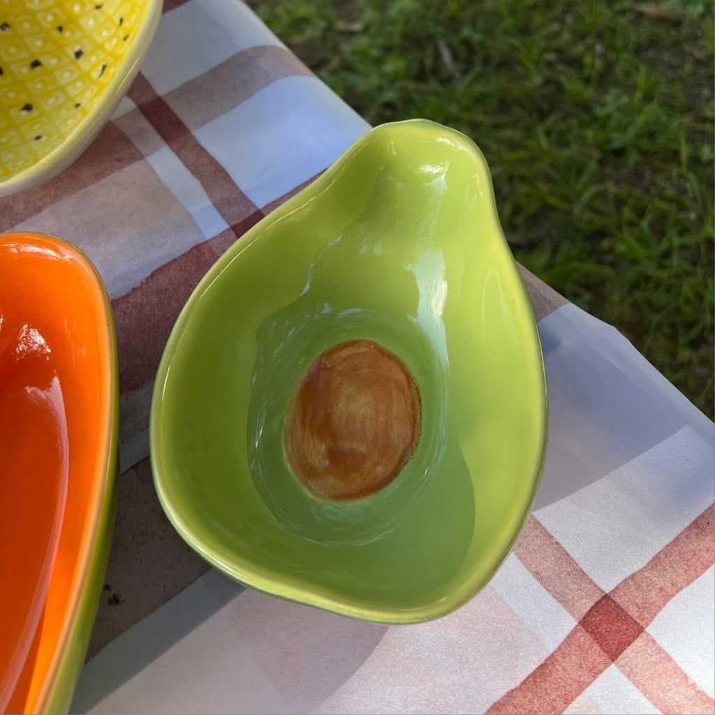 Tigela, bowl, cumbuca cerâmica formato abacate, cerâmica, formato da fruta, tons de verde, lindo, Majestosa Casa