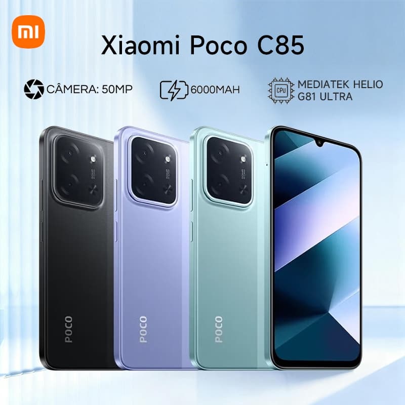 Celular Xiaomi Poco C85 4G 256GB/128GB Versão Global NFC Dual Sim Câmera 50MP Bateria 6000mAh NOVO