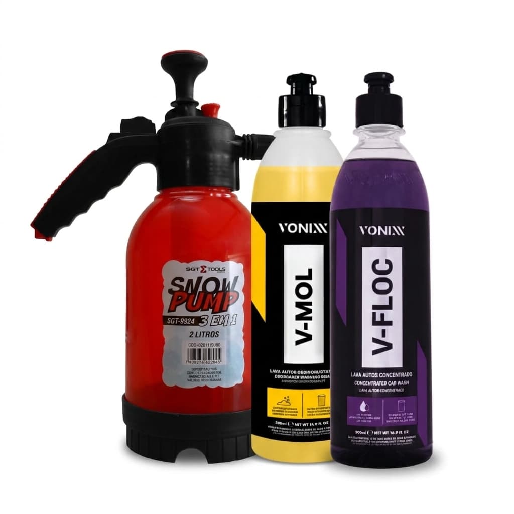 Kit Snow Foam Veneto Vonixx V Floc V Mol 500ml Lavagem Automotiva Profissional Espuma Ativa