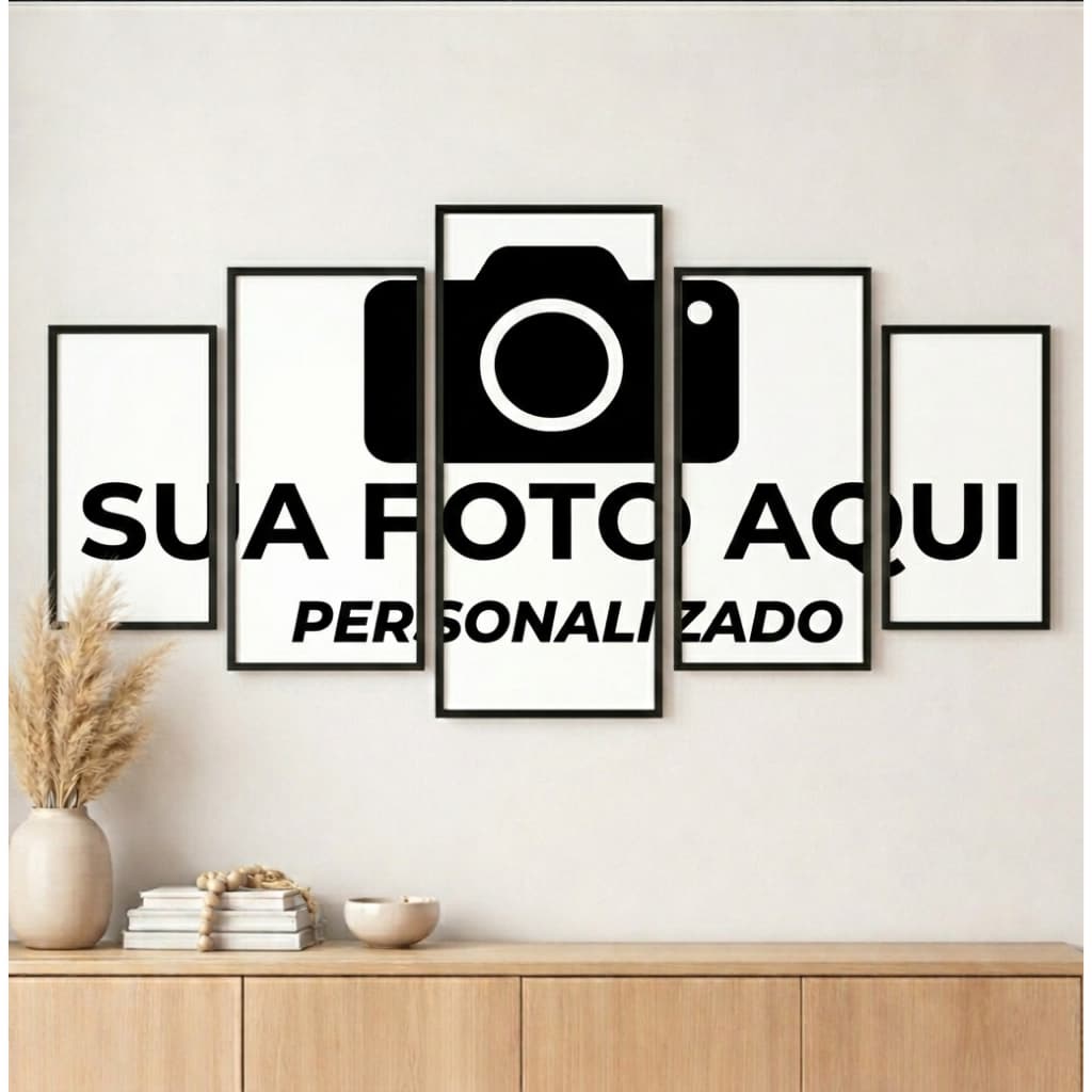 Quadro Mosaico Personalizado 5 Peças Kit 5 Quadros Personalizados Com a Sua Imagem Sala Quarto
