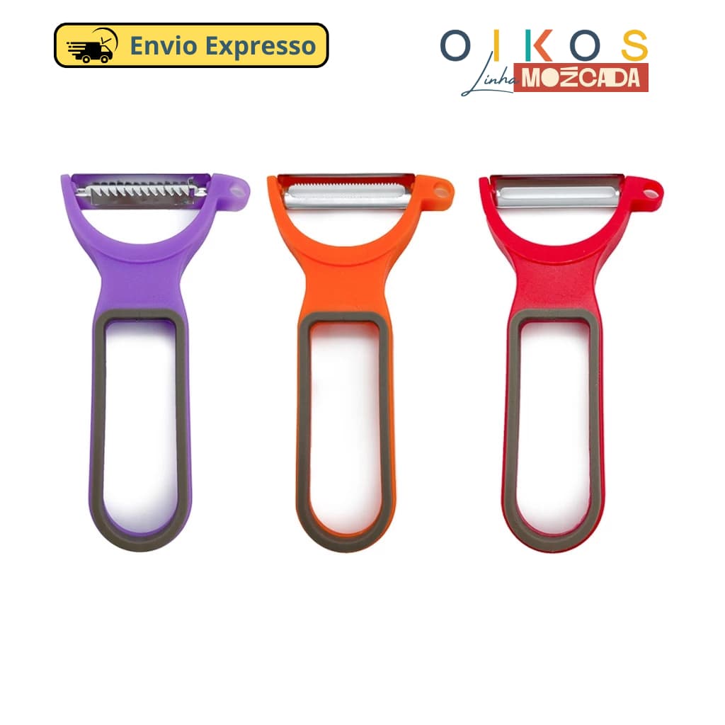 Conjunto De 3 Descascadores Empilháveis Ralador Fatiador de Cozinha Oikos