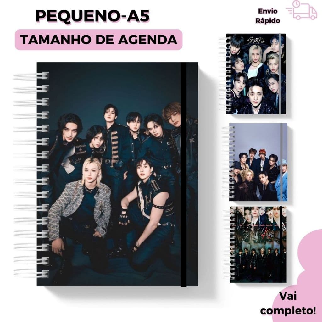 Caderno Stray Kids Stay A5 Capa Dura | 80 Folhas Decoradas + Páginas de Fã | Kpop Presente