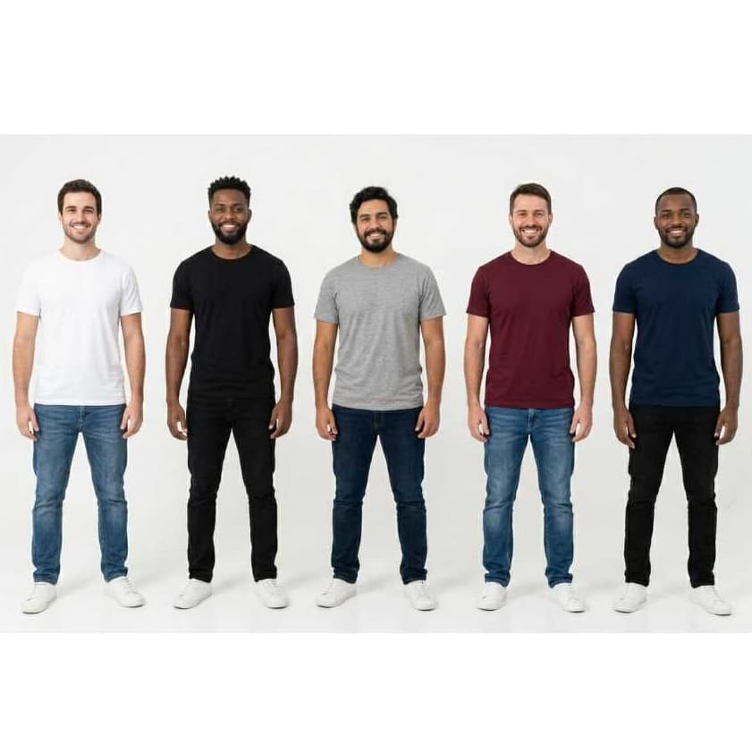 Kit 5 Camisa Masculina Básica 100% Algodão branca preta verde marinho mescla bordo Promoção