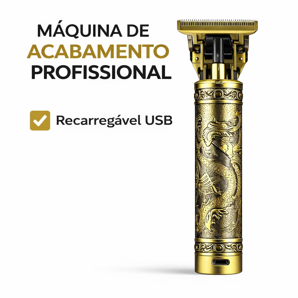 Máquina de Acabamento Profissional Sem Fio Recarregável USB – Corte e Barba com 4 Pentes