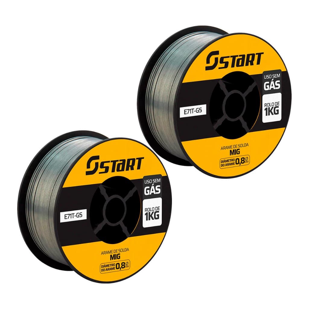 Kit 2 Arames De Solda Revestido Mig Uso Sem Gás 0.8mm 1kg Start