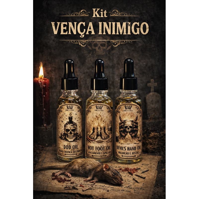 Kit Vença inimigos: ddd oil , hot foot , Devil’s hand , óleos hoodoo