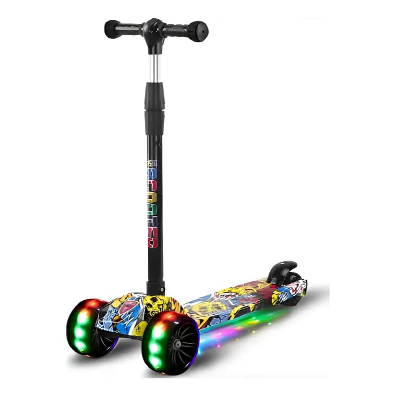 Patinete Infantil Dobrável 3 rodas com Led Scooter Regulagem de Altura Menino Menina