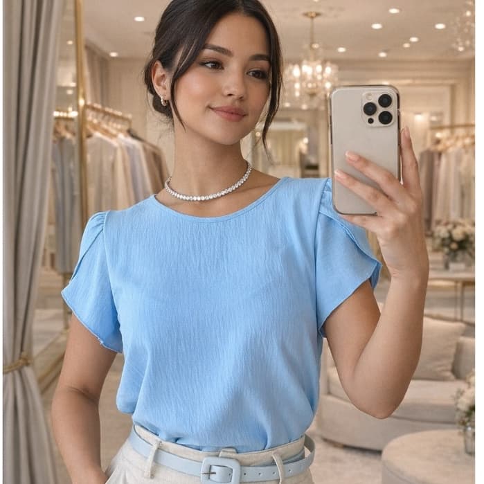 Blusa femininna manga curta social duna elegante pronta entrega