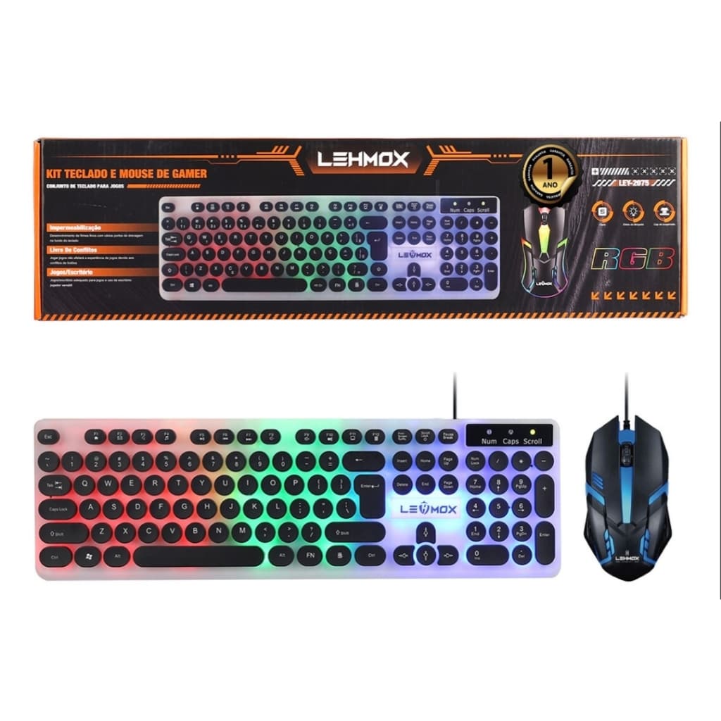 KIT Teclado e Mouse GAMER Profissional Membrana Com Fio USB LEHMOX LEY-2075