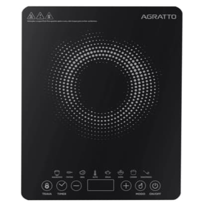 Fogão Cooktop de Indução Agratto Digital Automático 1 Boca 1200W Preto ACKI01I-01