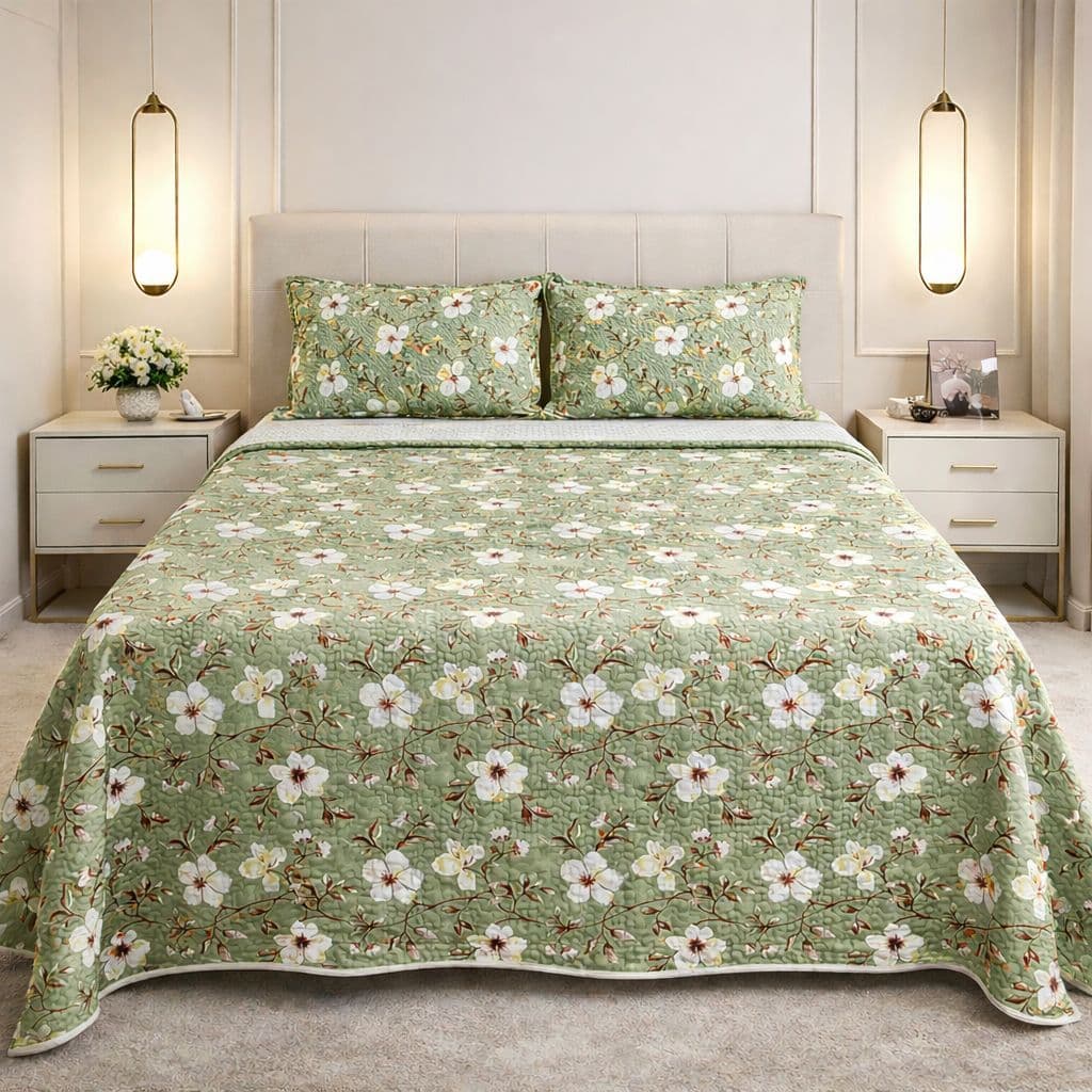 Kit Colcha Cobre Leito Dupla Face Matelado  2 Capas De Traveseiro Colcha Queen Estampada Decorativa