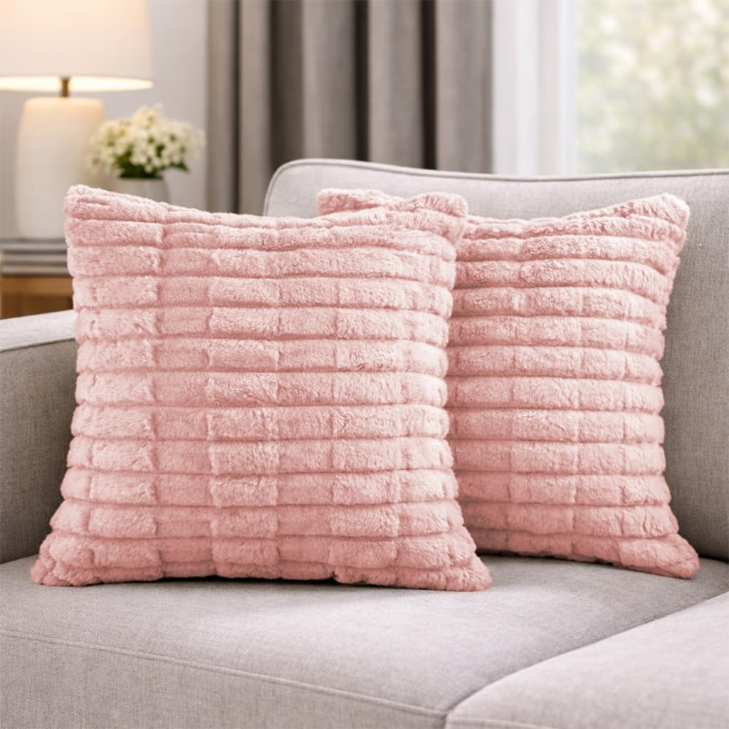 Kit Capas de Almofadas 45x45 Felpudas Manta Fleece Canelada Super Macia Decoração Para Sala Sofá