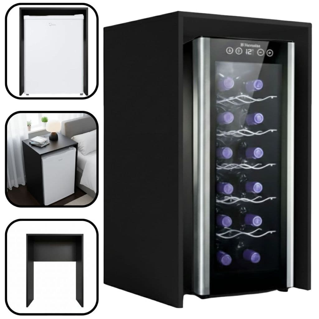 Nicho Para Frigobar Aparador Adega Mdf Preto 68x55x52cm