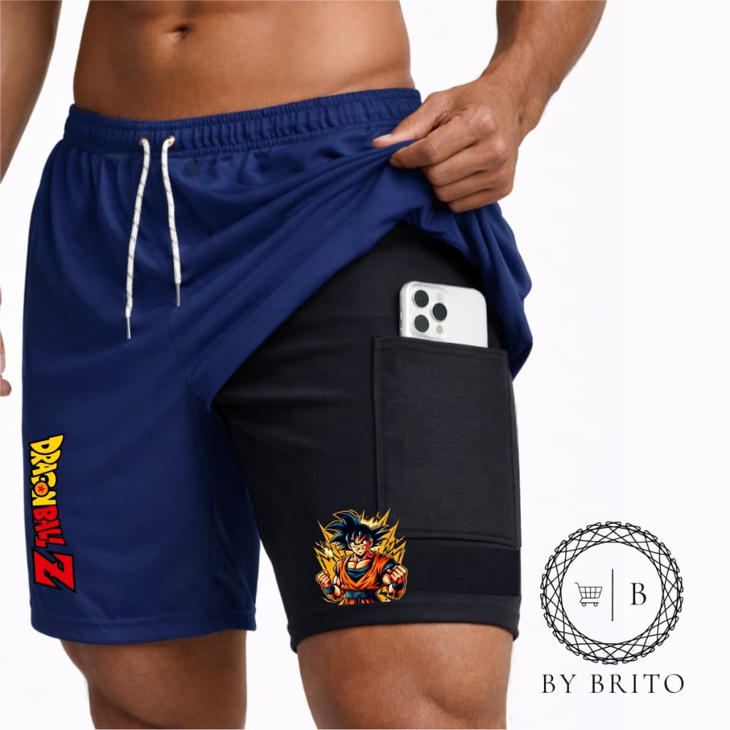 Bermuda Shorts Compressão 2 Em 1 Dry Fit Com Elastano Drabllz, Ideal Para Treinos, Academia