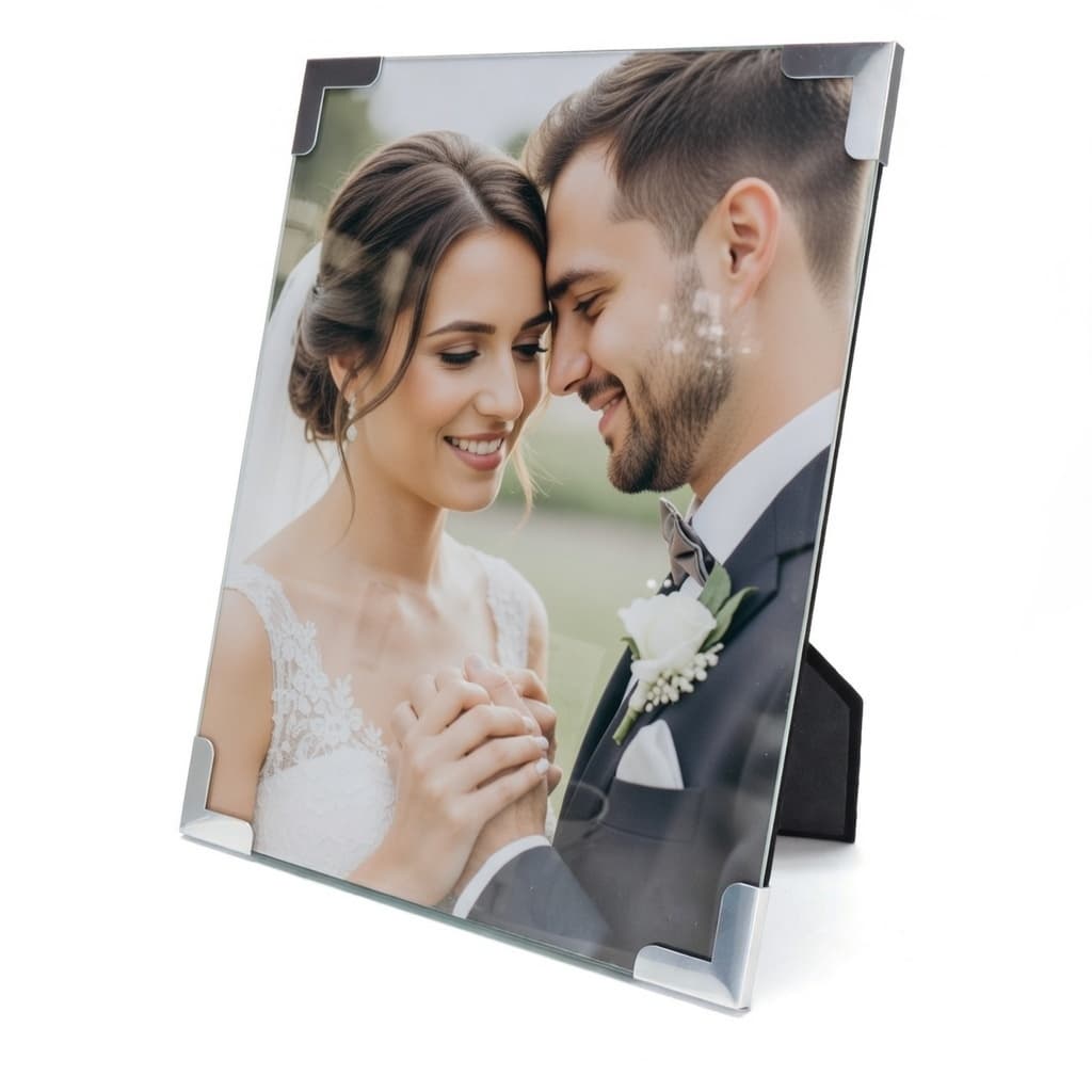 Porta Retrato Foto 20x25 Prata Clip Metálico Minimalista - Quadro Para Mesa e Parede