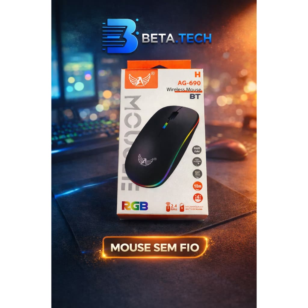 Mouse Sem Fio Branco Conforto e Precisão RGB