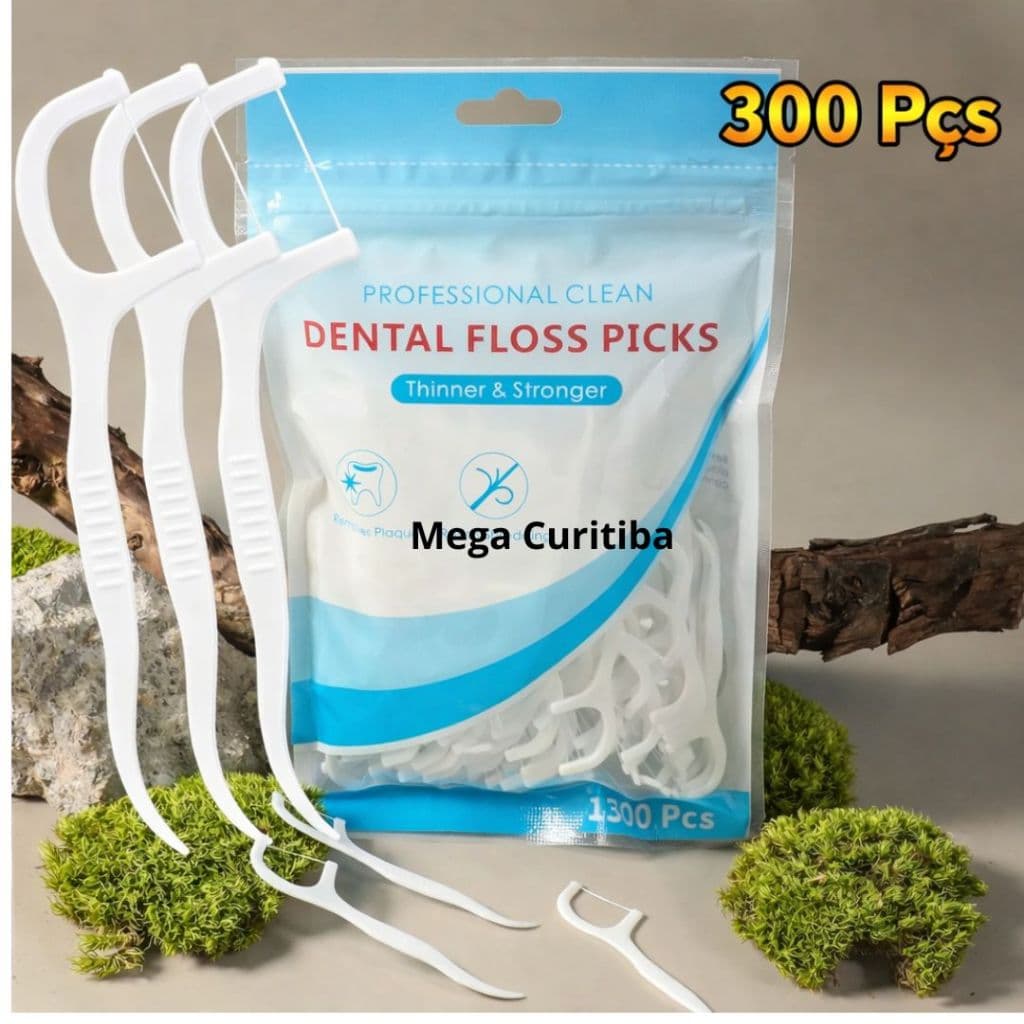 Fio Dental Com Haste 300 Peças Super Fino e resistente ao desfiamento infantil e adulto
