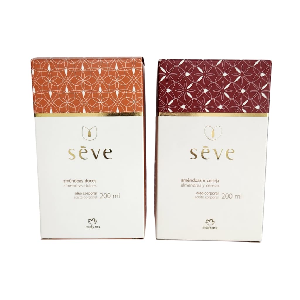 Kit Natura Óleo Desodorante Corporal Sève (2 unidades) de 200 ml cada, Amêndoas Doces + Amêndoas e Cereja