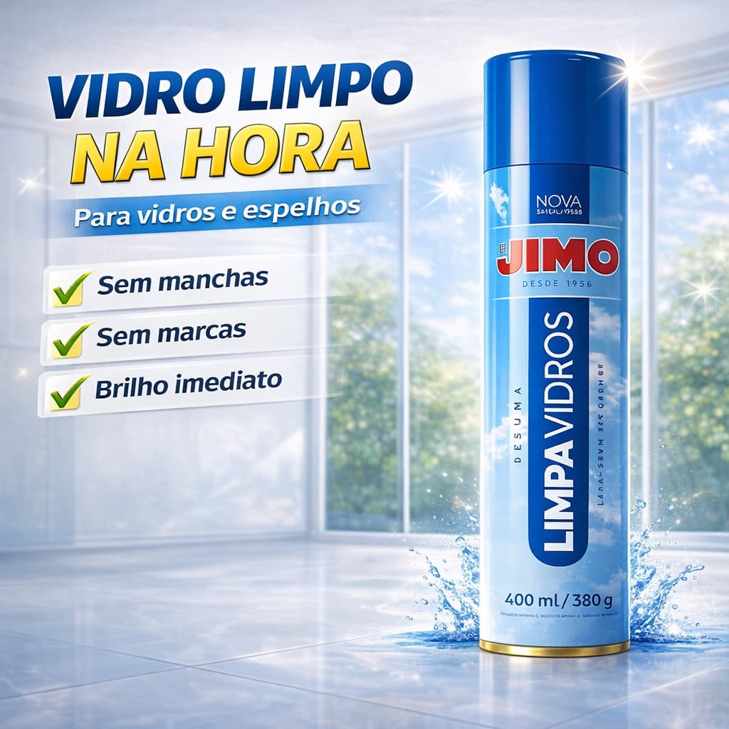 Jimo Limpa Vidros 400Ml Spray Espuma Nao Escorre Limpeza Profissional Espelhos Janela Blindex