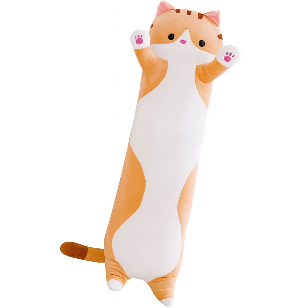 Almofada Travesseiro Rolinho Gatinho Pelúcia 50cm Brinquedo de Pelúcia Macio