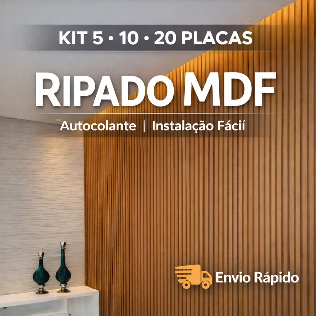 Kit 5 10 20 Placas Revestimento de Parede MDF 45x11cm Decorativo Autocolante