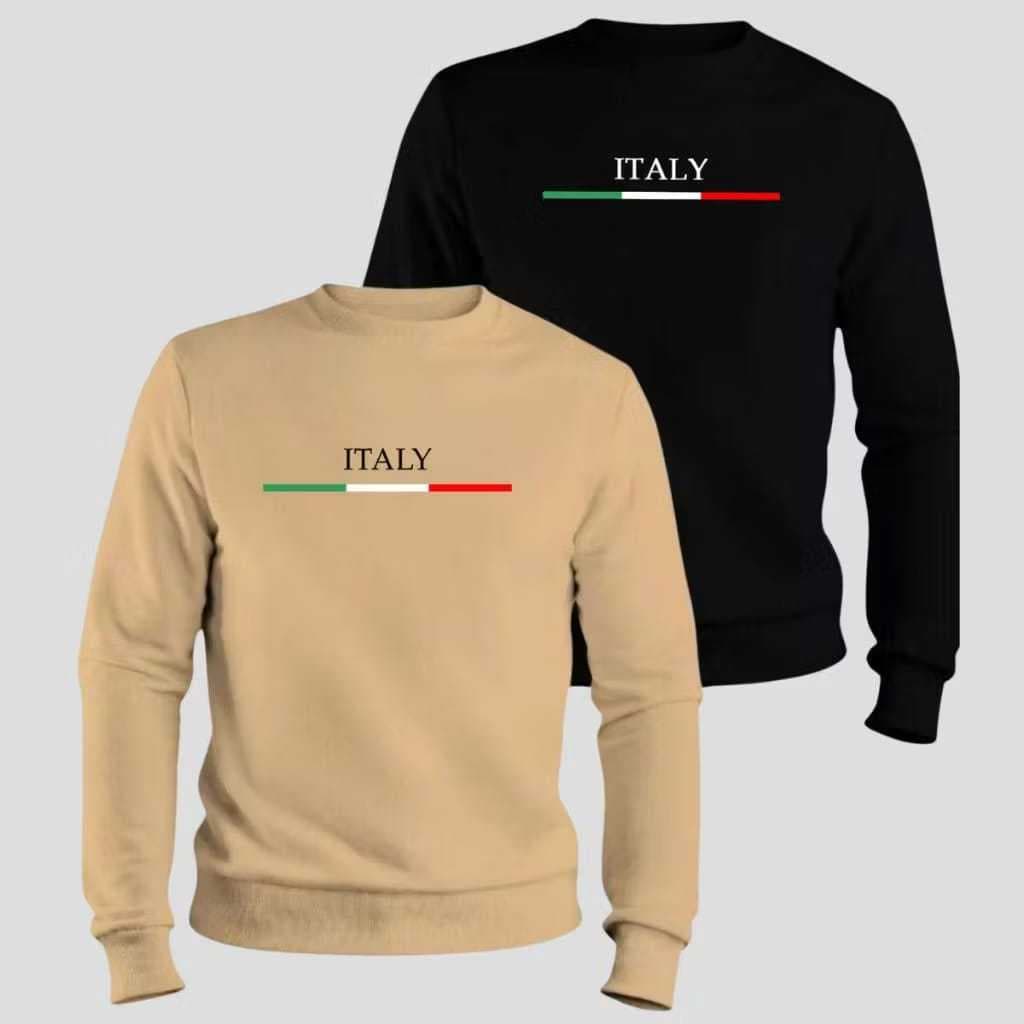Kit 2 Blusa De Frio Moletom Gola Redonda Italia Unissex Adulto