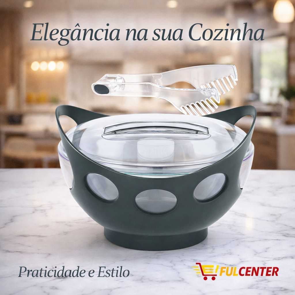 Bowl Saladeira De Acrílico Com Pegador Alça E Tampa- Utensilio Cozinha, Saladas Legumes E Maionese
