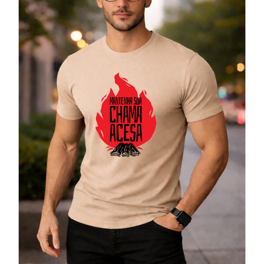 Camisa Evangélica Algodão Mantenha Sua Chama Acesa