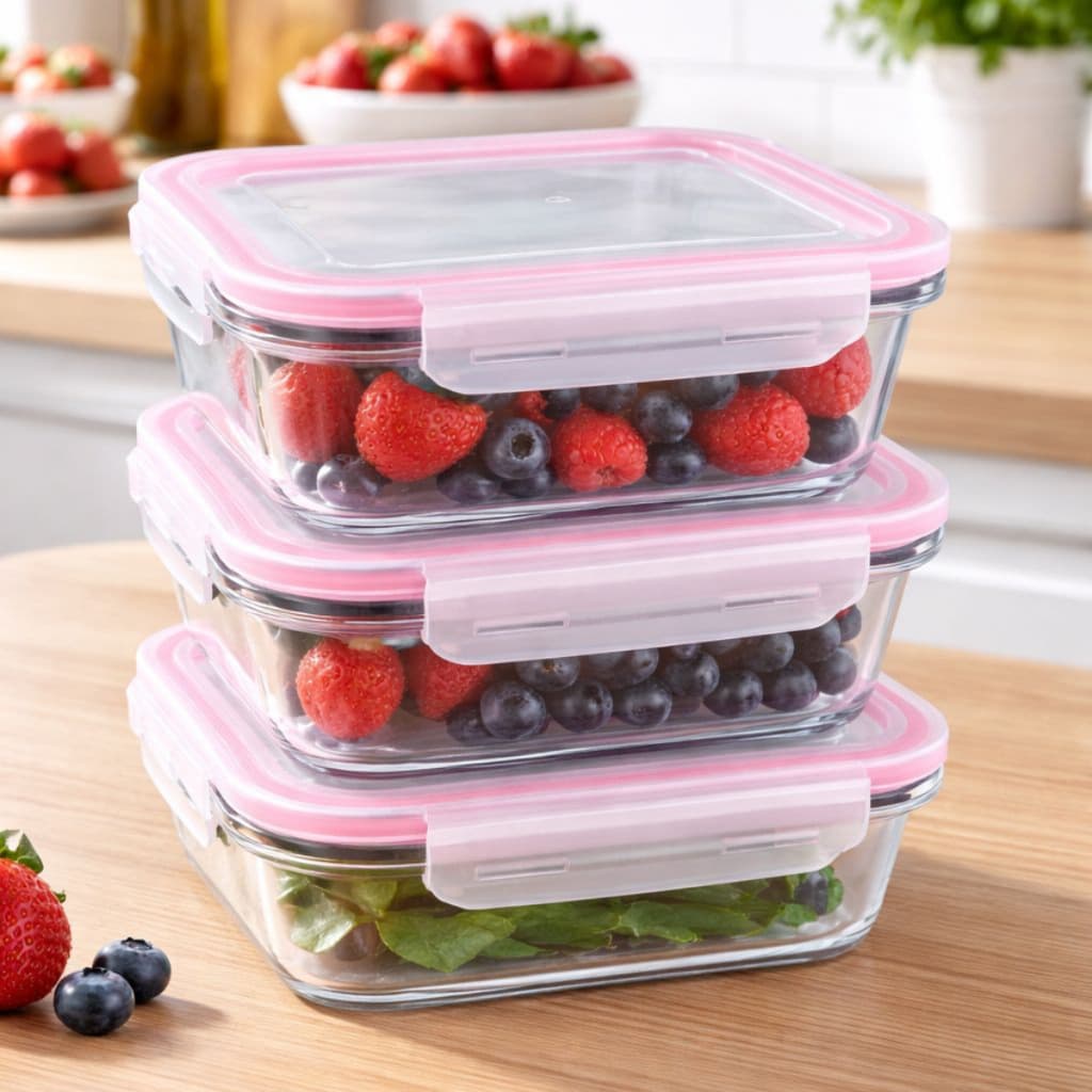 Kit Com 10 Potes Herméticos De Vidro Refratário Freezer Top Branco Organização Cozinha