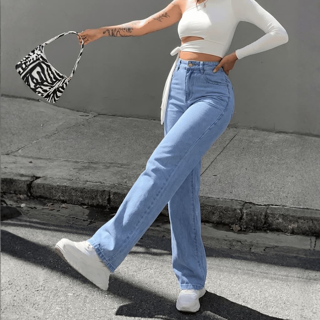 Calca Wide Leg Jeans Feminina Pantalona Barra Larga 36 ao 46