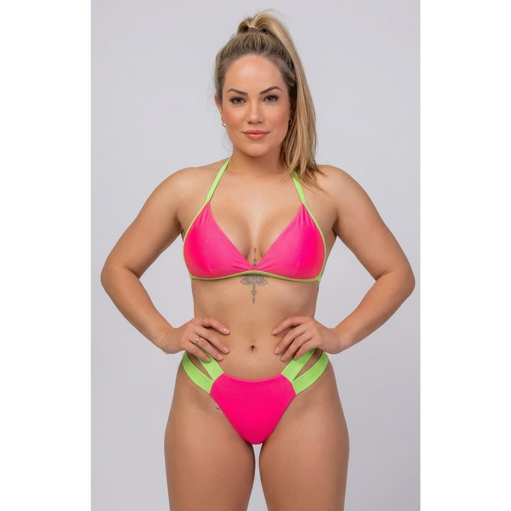 Biquíni Asa Delta Moda Gringa Neon Com Bojo Lançamento Tiras Em Neon Blogueirinha Top PROMOÇAO