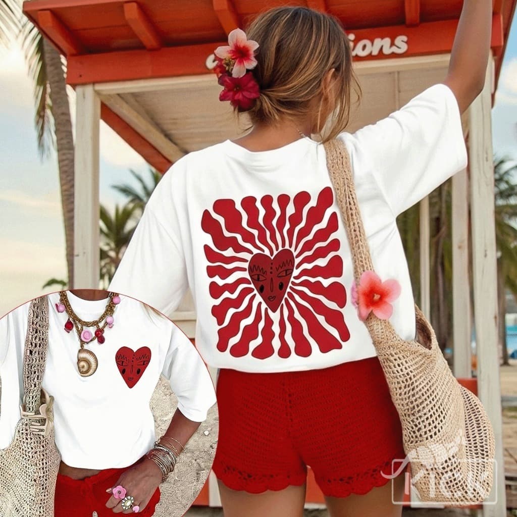 Camiseta Feminina Wild Heart Coração Moda Casual T-Shirt 100% Algodão Leve e Macio - tendencia