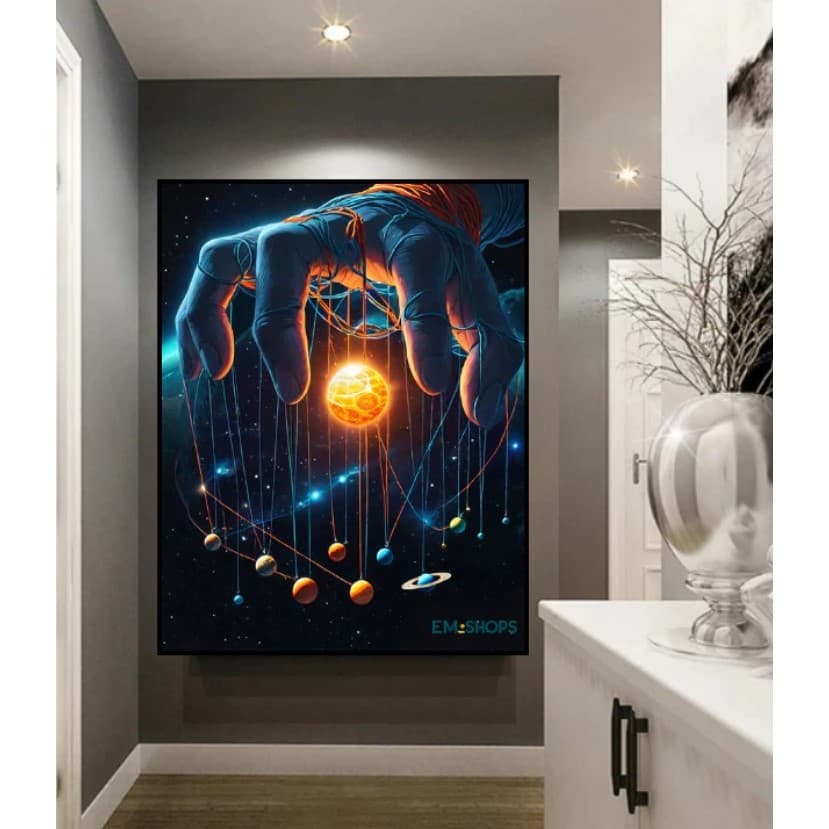 Quadro Decorativo Galáxia Mão Criadora Arte Cósmica Parede