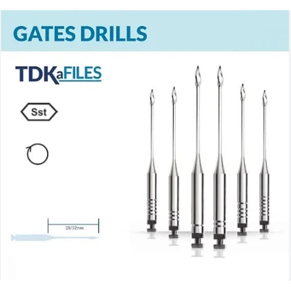Broca Gates 32mm Nº2 Endodontia 6 Unidades TDK Eurodonto